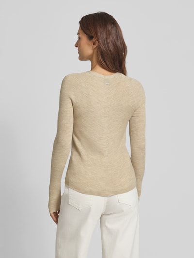 BOSS Kurtka z dzianiny o kroju slim fit z żywej wełny Beżowy melanż 5