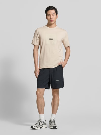 BOSS Green Regular Fit T-Shirt mit Logo Print Beige 1