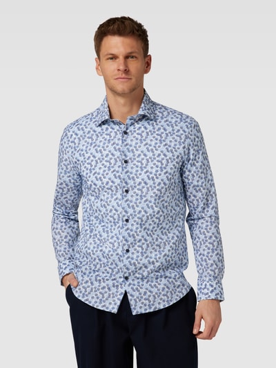 Matinique Slim fit vrijetijdsoverhemd met all-over motief, model 'MAtrostol' Donkerblauw - 4