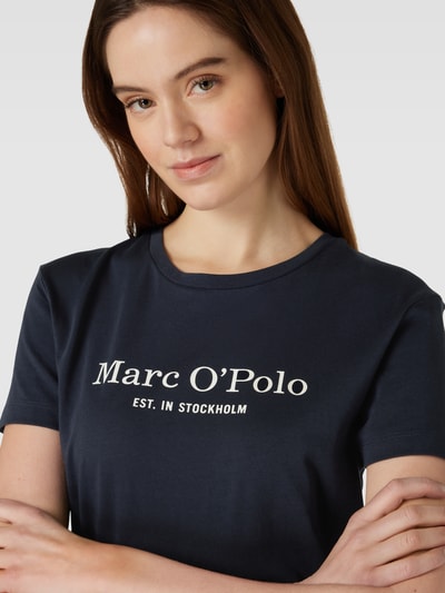 Marc O'Polo T-shirt met labelprint Marineblauw - 3