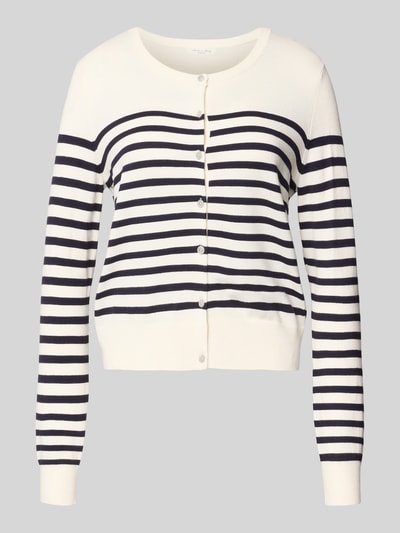 Christian Berg Woman Strickjacke aus Viskose-Mix mit Streifenmuster Offwhite 2