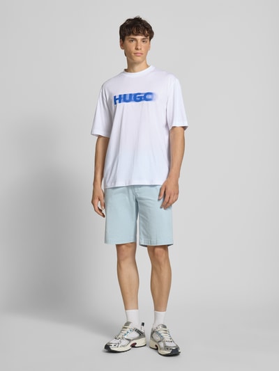 Hugo Blue T-shirt met logoprint, model 'Nalax' Wit - 1