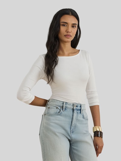 Lauren Ralph Lauren Strickshirt mit 3/4 Arm aus Baumwoll-Mix Weiss 4