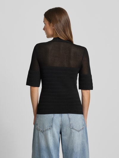 Gestuz Koszulka polo z mieszanki wiskozy z krótką listwą guzikową Czarny 5