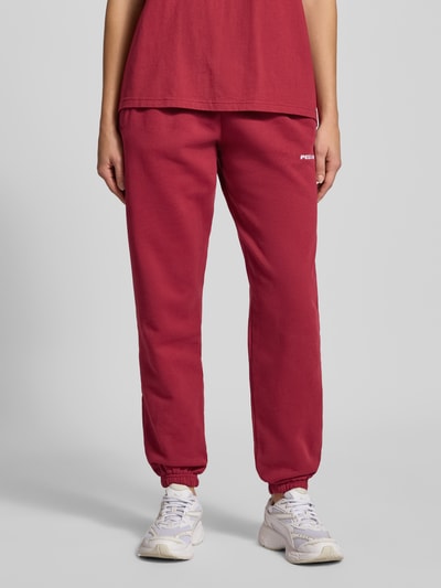 Pegador High waist sweatbroek met labelstitching, model 'VILLA' Bordeaux - 4