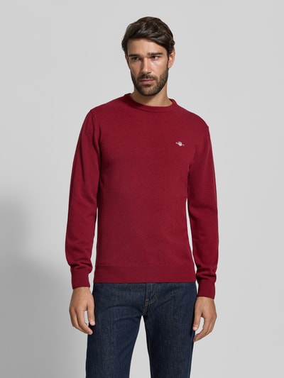 GANT sweter z czystej wełny o kroju regular fit Bordowy 4