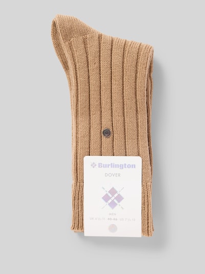 Burlington Socken mit Label-Print Taupe 3