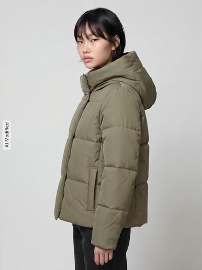 VERO MODA Kurtka pikowana z wysokim kapturem model 'STELLA' Oliwkowy 3