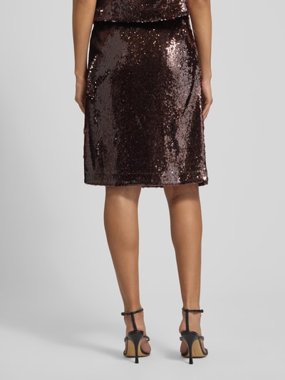 More & More Knielange rok met pailletten Donkerbruin - 5