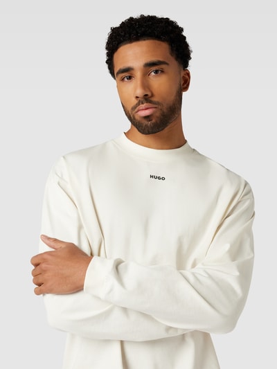 HUGO Bluza z detalem z logo model ‘Daposo’ Złamany biały 3