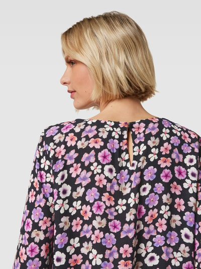 Kaffe Blouse met all-over bloemenmotief, model 'Tara' Zwart - 3