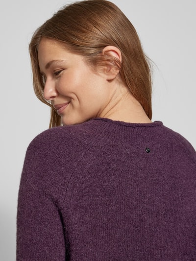 BOSS Orange Gebreide pullover met ribboorden, model 'FESPERANAS' Aubergine - 3