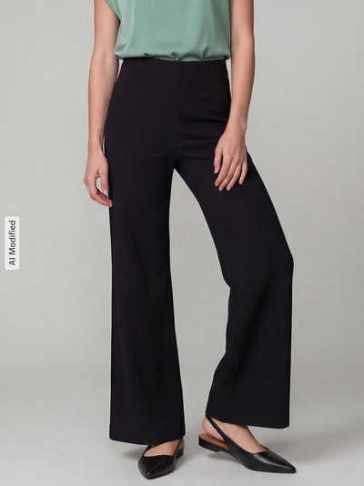 SEDUCTIVE Regular fit wijdte broek van viscosemix model 'KIMBERLEY' Zwart - 4
