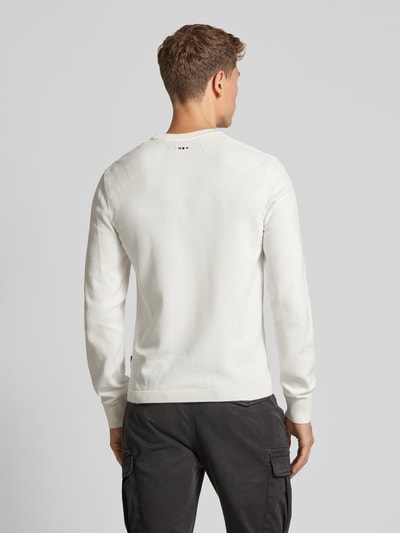 Napapijri Gebreide pullover met labelstitching, model 'DERRI' Wit - 5