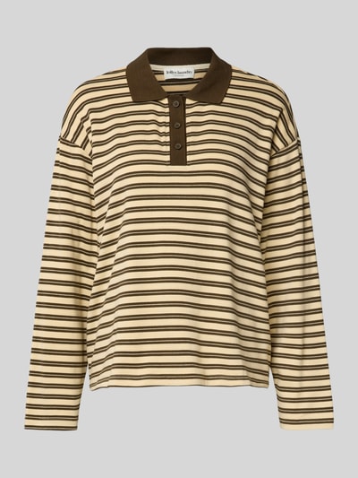 LOLLYS LAUNDRY Regular fit poloshirt met korte knoopsluiting, model 'Moby' Chocoladebruin - 2