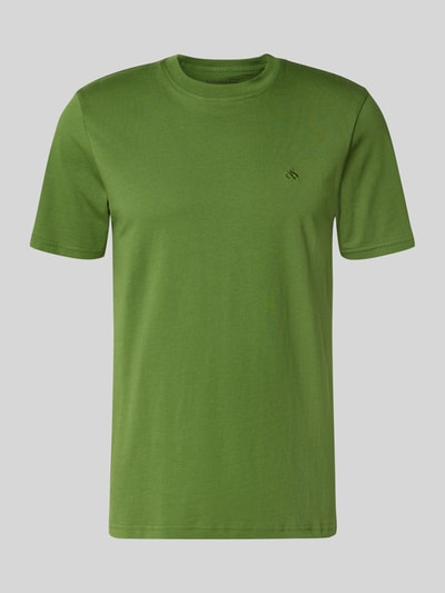 Produktfoto, Regular Fit T-Shirt mit Logo-Stitching von Scotch & Soda in Grün aus Reine Baumwolle mit Rundhalsausschnitt, Rückenlänge 69 cm in Größe M