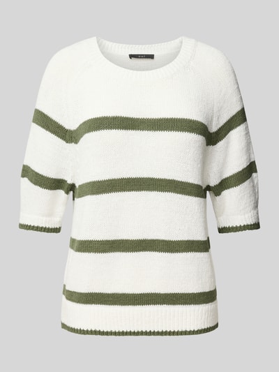 Oui Strickpullover mit gerippten Abschlüssen Khaki 2