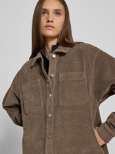 Noisy May Regular fit overhemdblouse van corduroy met borstzakken, model 'ALVA' Middenbruin - 3