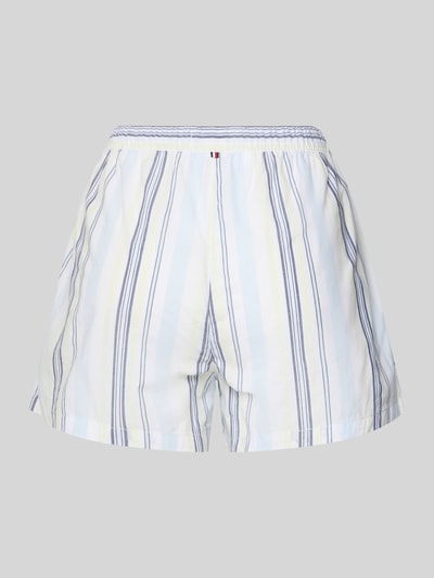 Produktfoto, Loose Fit Pyjama Shorts aus reiner Baumwolle von TOMMY HILFIGER, Optik: Allover-Muster, gestreift, Logo-Patch, elastischer Bund, seitliche Eingrifftaschen, Materialverarbeitung: Poplin.
