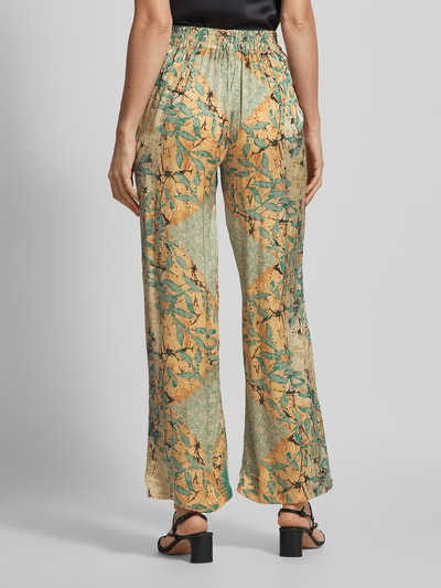 Soyaconcept Wide leg stoffen broek met all-over print, model 'Emly' Aquablauw - 5