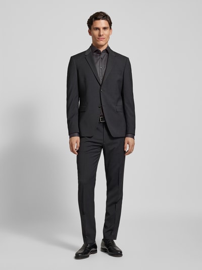 Jake*s Slim fit zakelijk overhemd van premium kwaliteit met extra lange mouwen Antraciet - 1