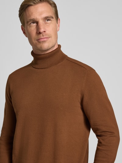Tom Tailor Denim Regular Fit Rollkragenpullover aus reiner Baumwolle Camel 3
