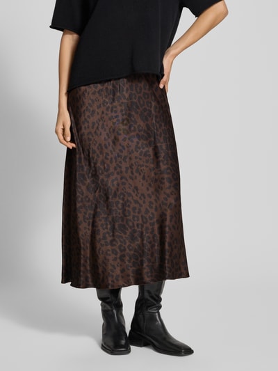 VILLA SOPHIE Midirok van satijn, model 'Romi' Donkerbruin - 4