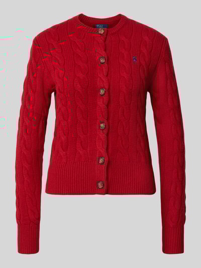 Polo Ralph Lauren Cardigan aus Wolle-Kaschmir-Mix mit Label-Stitching Dunkelrot 2
