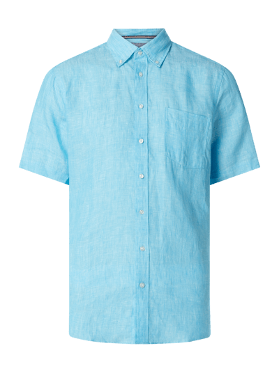 Christian Berg Men Regular fit linnen overhemd met korte mouwen  Turquoise - 3