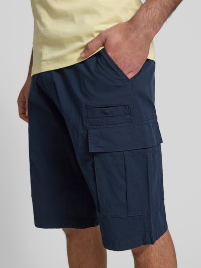 s.Oliver BLACK LABEL Bermudy cargo o kroju relaxed fit z mieszanki bawełny i elastanu Granatowy 3