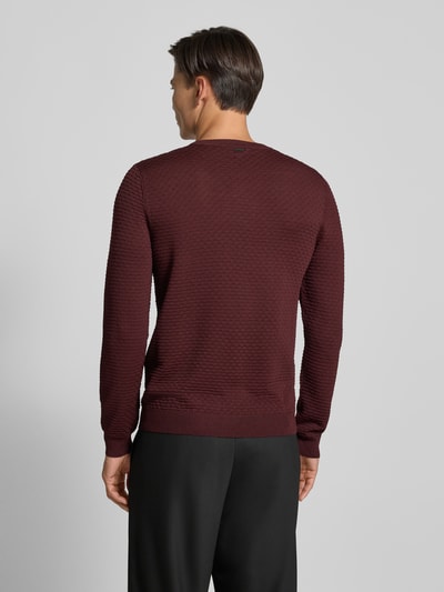 Antony Morato Slim fit pullover van viscosemix met structuurmotief Bordeaux - 5
