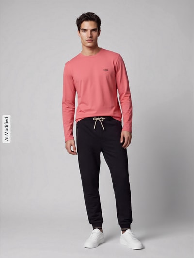 BOSS Green Regular Fit Langarmshirt aus Baumwoll-Mix Modell 'Tee Long' Pink 1