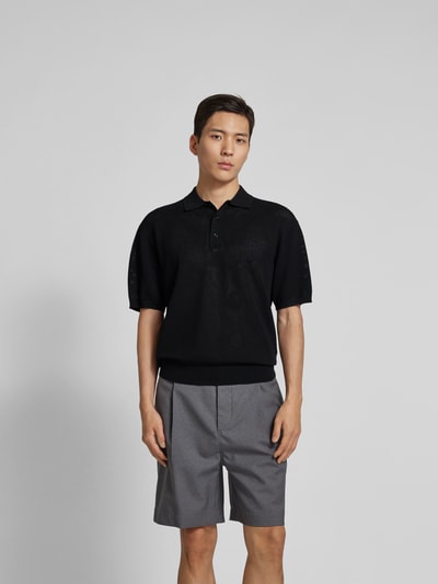 Filippa K Poloshirt mit Lochstickerei Black 4