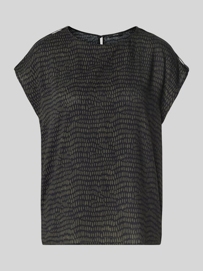 OPUS Top bluzkowy o kroju regular fit z czystej wiskozy model ‘Ferena splash’ Granatowy 2