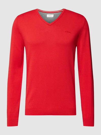 s.Oliver RED LABEL Strickpullover mit V-Ausschnitt Modell 'SEASONAL' Rot 2