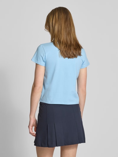 Review T-shirt z nadrukiem ze sloganem Jasnoniebieski 5