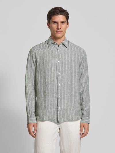 Jack & Jones Premium Regular Fit Freizeithemd aus reinem Leinen Modell 'LAWRENCE' Oliv 4