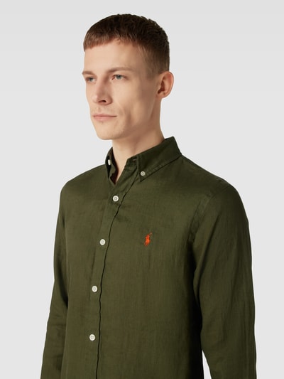 Polo Ralph Lauren Slim Fit Freizeithemd mit Button-Down-Kragen Oliv 3