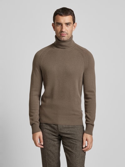 BOSS Strickpullover mit Rollkragen Modell 'ELOGICO' Taupe 4