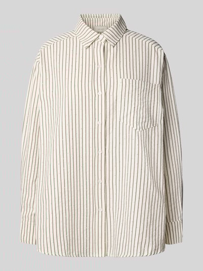 Neo Noir Relaxed fit blouse met borstzak, model 'Dalma' Donkerbruin - 2