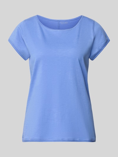 Produktfoto, T-Shirt mit Rundhalsausschnitt von Christian Berg Woman in Blau, Reine Baumwolle, Regular-Fit, Rollsaum, Rückenlänge 61 cm bei Größe S