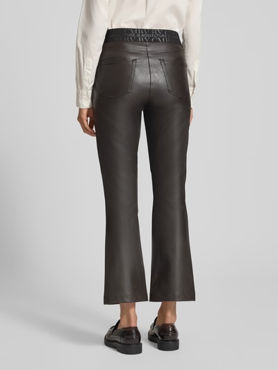 Cambio Bootcut broek in leerlook, model 'FELICE' Donkerbruin - 5