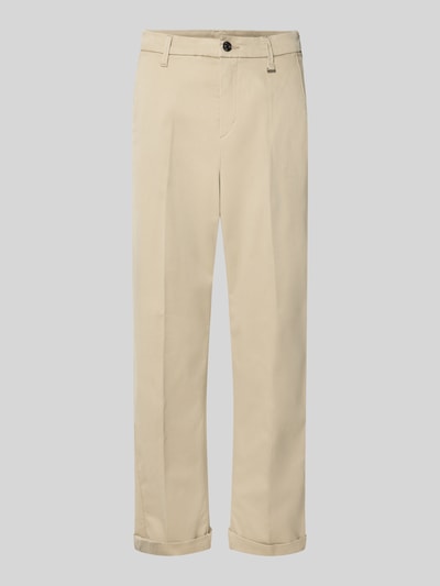 Produktfoto, beige Straight Fit Chino aus Baumwoll-Mix von MAC, glatte Oberfläche, klassische Form, Damen Chino von MAC