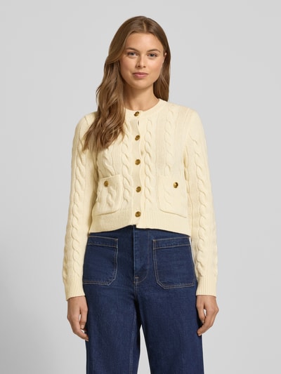 Polo Ralph Lauren Cardigan aus Lanawolle-Kaschmir-Mix mit Zopfmuster Ecru 4