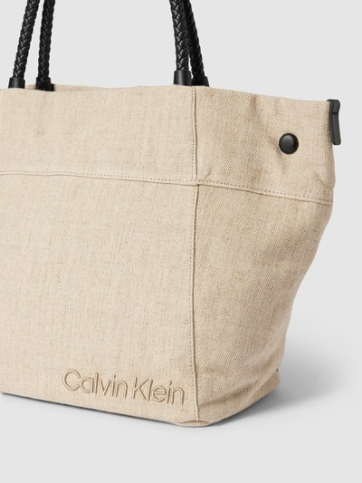 CK Calvin Klein Shopper van linnenmix met logostitching Zand - 3