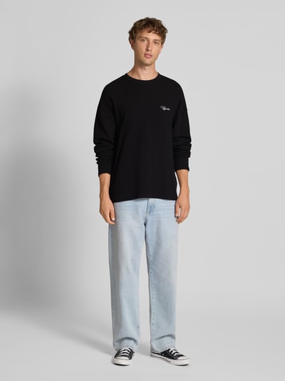 Pegador Shirt met lange mouwen en logostitching Zwart - 1