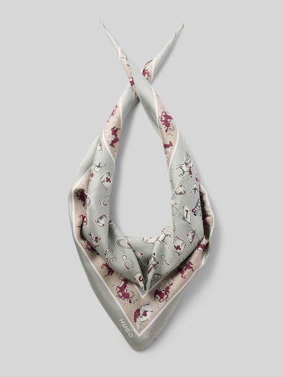 Productfoto, Tuch aus Viskose-Seiden-Mix Modell 'BANDANA CM 60X60' van HUGO, all-over patroon, zachte kleuren, gladde textuur.