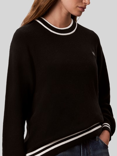 Calvin Klein Jeans Regular Fit Pullover aus reiner Baumwolle mit Kontraststreifen Black 5