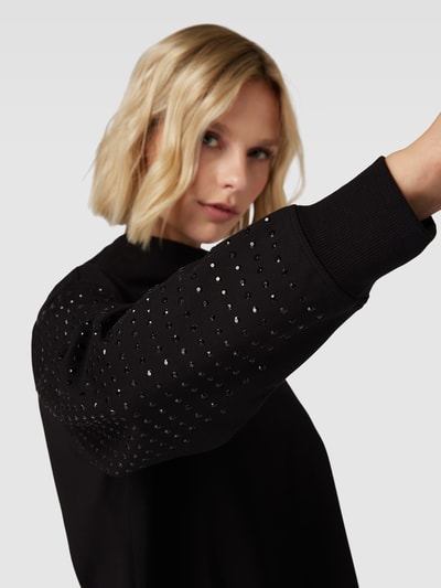 DKNY PERFORMANCE Kort sweatshirt met applicaties, model 'RHINESTONE' Zwart - 3