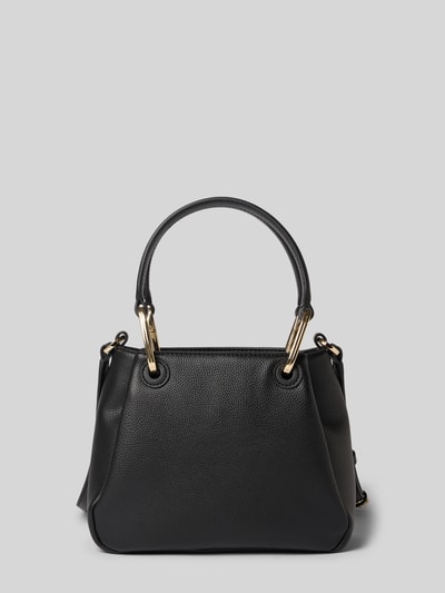 Produktfoto, schwarze Tasche mit goldfarbenen Details, glatte und fein genarbte Textur, Umhängetasche im Leder-Optik Modell 'Orin 2.0_Tote Mini' von HUGO, Damen Umhängetasche